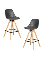 Стул барный набор 2 шт. SET-2 759APP-1-LMZL RONNI, цвет сиденья тёмно-серый (GR-04), цвет основания светлый бук Dobrin, /экокожа, ножки/металл/дерево/светлый бук, размеры - *930***430*450