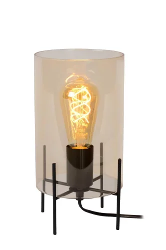 Настольная лампа Steffie 45566/01/62 Lucide янтарная 1 лампа, основание чёрное металл в стиле современный 