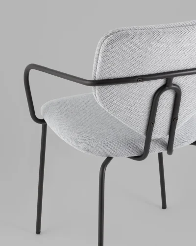 Стул обеденный Masey с подлокотниками, серый УТ000039586 Stool Group, серый/рогожка, ножки/металл/чёрный, размеры - ***** фото 6