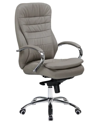 Офисное кресло для руководителей 108F-LMR LYNDON, цвет серый Dobrin, серый/экокожа, ножки/металл/хром, размеры - 1150*1200***670*670 фото 2