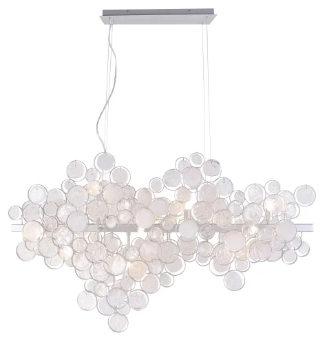 Люстра подвесная DESEO SP12 L1000 SILVER Crystal Lux прозрачная белая на 12 ламп, основание серебряное в стиле арт-деко 