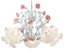 Люстра подвесная Fiori di rose 111.5 Lucia Tucci белая на 5 ламп, основание белое в стиле прованс флористика Люстра подвесная Fiori di rose 111.5 Lucia Tucci белая на 5 ламп, основание белое в стиле прованс флористика