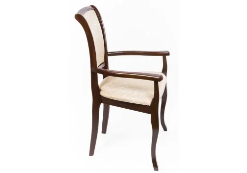Кресло Murano тобакко 1130 Woodville, бежевый золотой/ткань, ножки/массив гевеи дерево/коричневый, размеры - ****610* фото 2