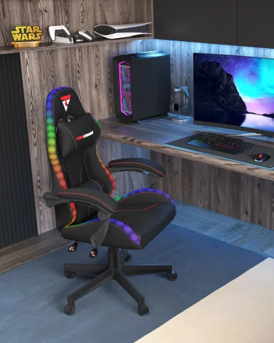 Кресло спортивное TopChairs Druid, черный УТ000039467 Stool Group, чёрный/экокожа, ножки/полимер/чёрный, размеры - 1250*1350***490*470 фото 3