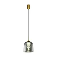 Светильник подвесной LED Fume FR5399PL-L4BS1 Freya серый чёрный на 1 лампу, основание латунь в стиле современный 