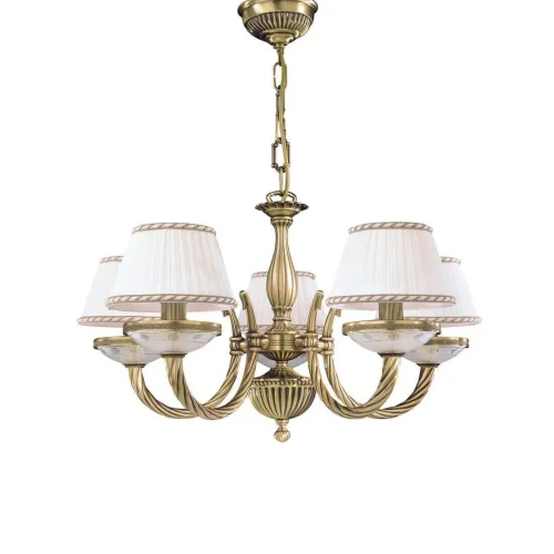 Люстра подвесная  L 4660/5 Reccagni Angelo белая на 5 ламп, основание античное бронза в стиле классический 