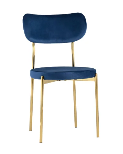 Стул обеденный Барбара, велюр синий, золотые ножки УТ000028058 Stool Group, синий/велюр, ножки/металл/золотой, размеры - ****480*535