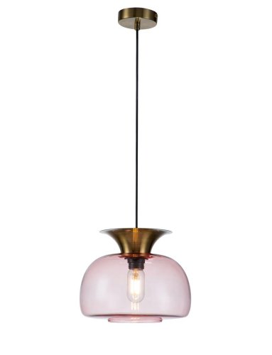 Светильник подвесной Mela V000098 Indigo розовый 1 лампа, основание бронзовое в стиле современный выдувное фото 4