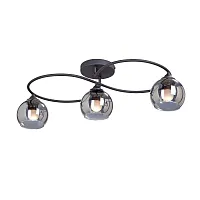 Люстра потолочная V4965-1/3PL Vitaluce чёрная серая на 3 лампы, основание чёрное в стиле арт-деко 