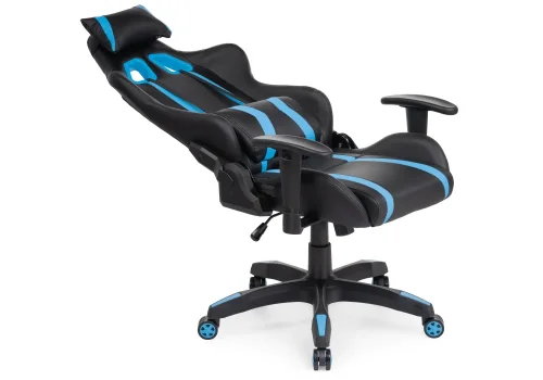 Компьютерное кресло Blok light blue / black 15137 Woodville, чёрный голубой/искусственная кожа, ножки/пластик/чёрный, размеры - *1340***670*540 фото 7