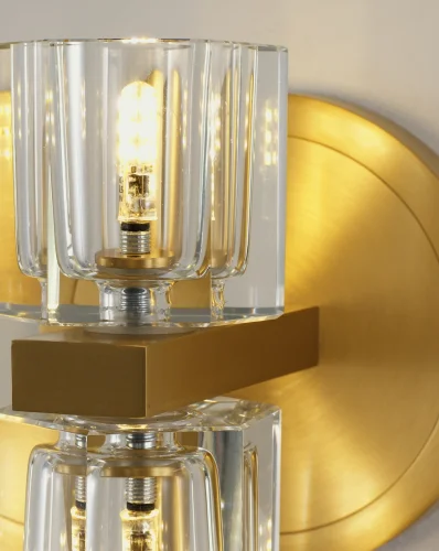 Бра Brass V11016-2W Moderli прозрачный на 2 лампы, основание золотое латунь в стиле современный американский фото 6
