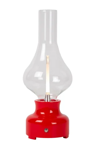 Настольная лампа LED Jason 74516/02/32 Lucide прозрачная 1 лампа, основание красное металл в стиле современный  фото 2
