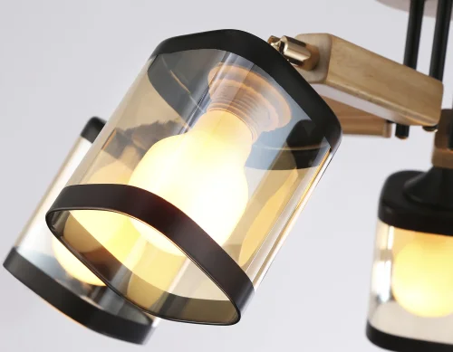 Люстра потолочная TR9529 Ambrella light янтарная на 5 ламп, основание золотое чёрное в стиле классический современный кантри  фото 7