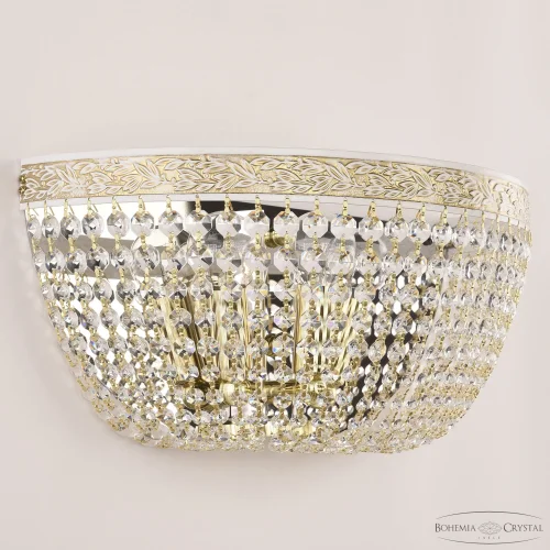 Бра AL19111B/35OL WMG Bohemia Ivele Crystal прозрачный на 3 лампы, основание золотое патина белое в стиле классический r фото 2