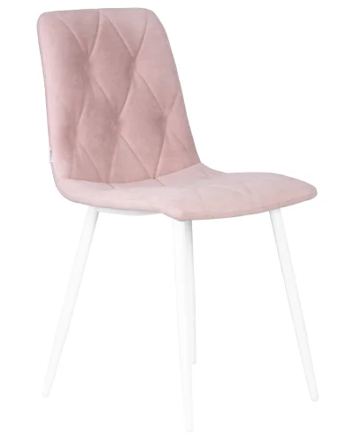Стул обеденный 006 DOBRIN CHILLY ROMBO, цвет сиденья розовый Simple 03, цвет основания белый Dobrin, розовый/велюр, ножки/металл/белый, размеры - ****460*550 фото 2