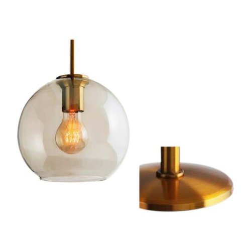 Светильник подвесной Sumatra V2111-P Moderli янтарный 1 лампа, основание латунь в стиле современный шар