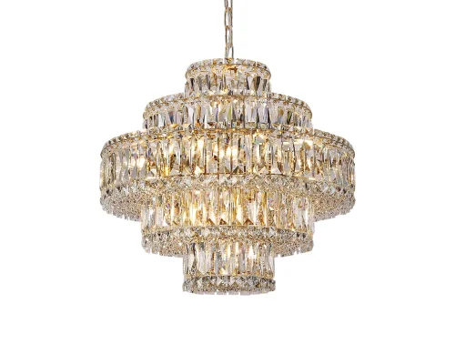 Люстра подвесная 8459+6/C gold Newport прозрачная на 15 ламп, основание золотое в стиле классический  фото 2