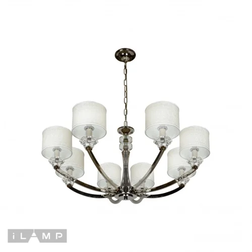 Люстра подвесная Oxford 85175/8 CR iLamp белая на 8 ламп, основание хром в стиле американский современный  фото 2