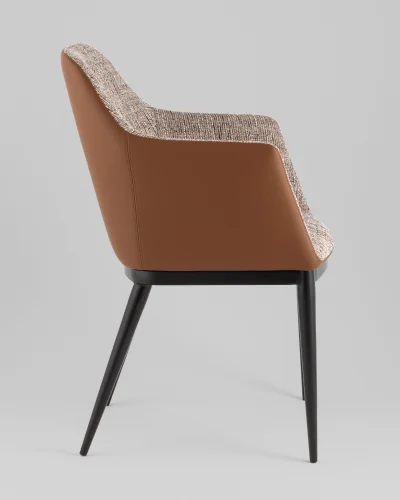 Стул обеденный Itan NC, коричневый с коричневой экокожей УТ000040693 Stool Group, коричневый/рогожка, ножки/металл/чёрный, размеры - ****590*555 фото 3