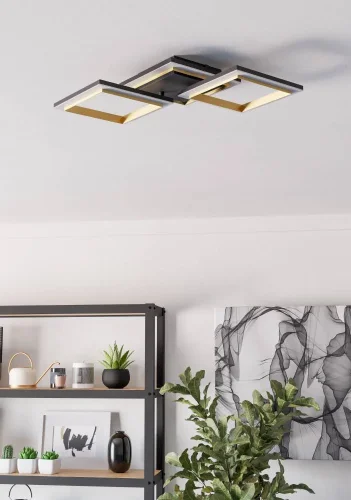 Светильник потолочный LED Calliera 901222 Eglo чёрный матовый латунь на 1 лампу, основание чёрное матовое латунь в стиле современный хай-тек фото 7