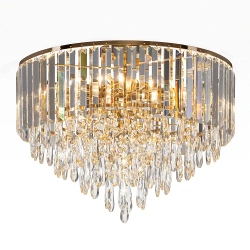 Люстра потолочная хрустальная Leonna CL320182 Citilux прозрачная на 8 ламп, основание золотое в стиле классический современный фото 2 Люстра потолочная хрустальная Leonna CL320182 Citilux прозрачная на 8 ламп, основание золотое в стиле классический современный фото 2