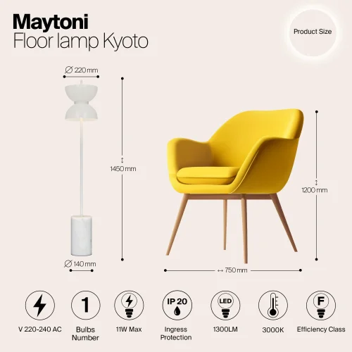 Торшер LED Kyoto MOD178FL-L11W3K Maytoni белый на 1 лампу, основание белое в стиле современный арт-деко фото 6