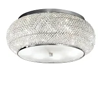 Люстра хрустальная PASHA PL10 CROMO Ideal Lux прозрачная на 10 ламп, основание хром в стиле современный 