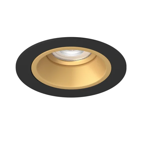 Светильник точечный Domino D61703GMOD Lightstar чёрный золотой на 1 лампу, основание чёрное золотое в стиле современный круглый