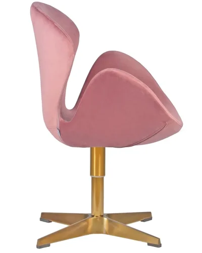 Кресло дизайнерское 69A-LMO SWAN, цвет сиденья розовый велюр BLUVEL52, цвет основания золотой Dobrin, розовый/велюр, ножки/металл/золотой, размеры - ****710*600 фото 3