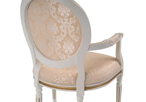 Деревянный стул Данте молочный с золотой патиной 406095 Woodville, бежевый/ткань, ножки/массив бука дерево/молочный, размеры - ****570*550 фото 9