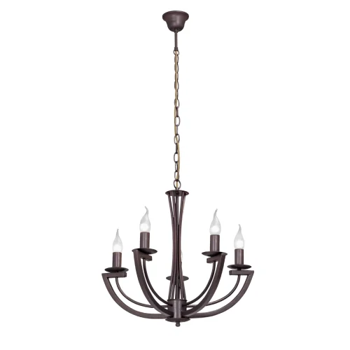 Люстра подвесная V3295-7/5 Vitaluce без плафона на 5 ламп, основание коричневое в стиле лофт 