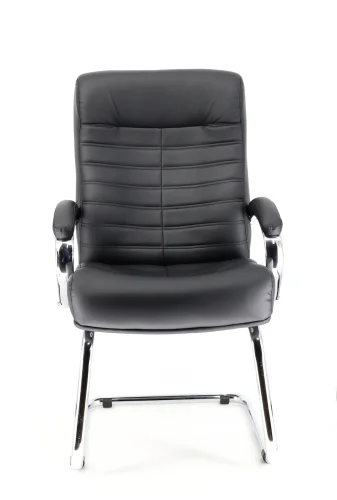 Кресло для посетителей Orion CF Кожа Черный EP-orion cf Leather Black Everprof, чёрный/кожа, ножки//, размеры - 1100*1100***640* фото 3