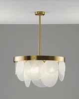 Люстра на штанге Alba V11076-3P Moderli белая прозрачная на 3 лампы, основание латунь в стиле современный американский 