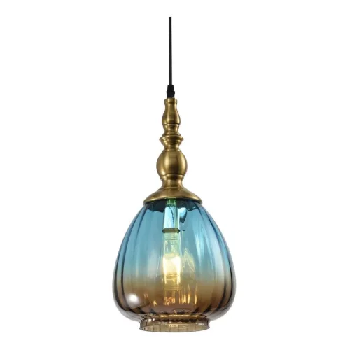 Светильник подвесной 1158/1S Escada голубой на 1 лампу, основание бронзовое в стиле современный выдувное Светильник подвесной 1158/1S Escada голубой на 1 лампу, основание бронзовое в стиле современный выдувное
