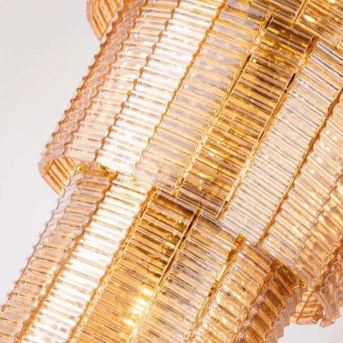 Люстра подвесная Prestige 2973-24P Favourite янтарная на 24 лампы, основание золотое в стиле современный каскад фото 3