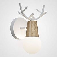 Бра с рожками DEER A Wood/white 181041-26 ImperiumLoft белый 1 лампа, основание белое в стиле скандинавский современный 