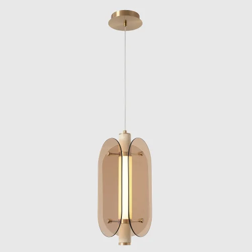 Светильник подвесной LED AMARILLO SP18W LED BRASS Crystal Lux янтарный на 1 лампу, основание латунь в стиле современный 