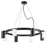 Люстра подвесная Rullo LR018374364 Lightstar чёрная белая на 8 ламп, основание чёрное в стиле хай-тек 