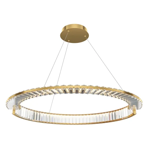 Люстра подвесная LED Krone P097PL-L45BS3K Maytoni прозрачная на 1 лампа, основание латунь в стиле современный кольца фото 3