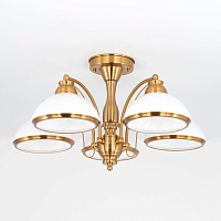 Люстра Краков потолочная CL401153 Citilux белая на 5 ламп, основание жёлтое бронзовое в стиле современный 