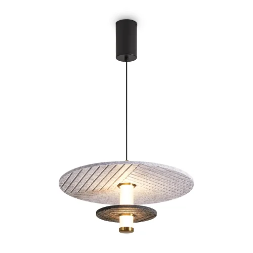 Светильник подвесной LED Acoustic FR5494PL-L9GR Freya серый на 1 лампу, основание чёрное в стиле хай-тек современный отражённый свет фото 4