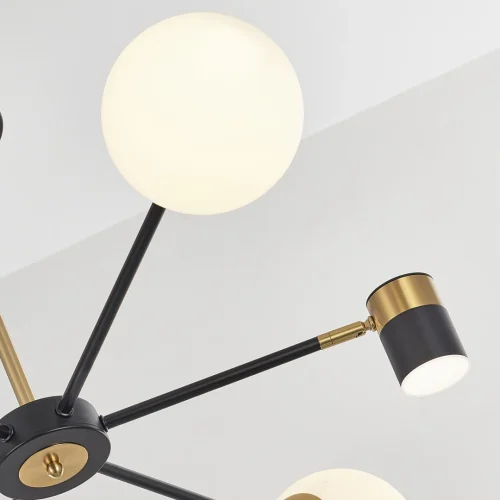 Люстра на штанге LED Ferrara-71040 274802/6 BK/GD Arte Milano белая на 6 ламп, основание чёрное в стиле современный фото 12