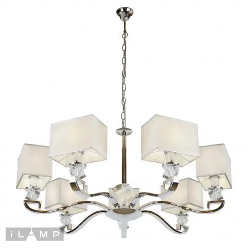 Люстра подвесная Living NC1211P-7CR iLamp бежевая на 7 ламп, основание хром в стиле современный американский Люстра подвесная Living NC1211P-7CR iLamp бежевая на 7 ламп, основание хром в стиле современный американский