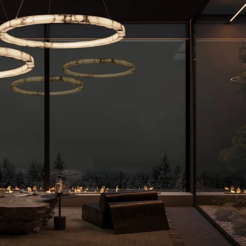Светильник подвесной LED Mondrian 10408/1000 LOFT IT белый на 1 лампу, основание бронзовое в стиле современный кольца фото 10