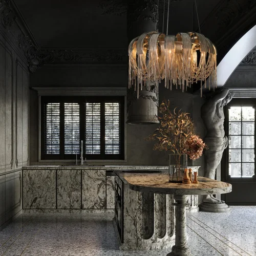 Люстра подвесная Volver 10404/650 SN LOFT IT никель на 5 ламп, основание никель в стиле арт-деко цепочки фото 10