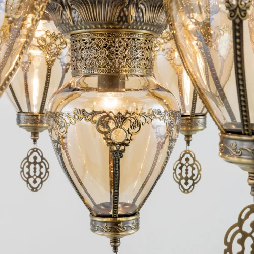Люстра подвесная Каир CL419263 Citilux янтарная на 7 ламп, основание бронзовое в стиле восточный  фото 11