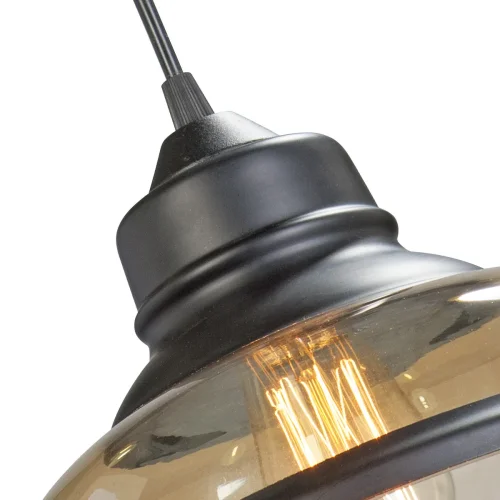Светильник подвесной V4533-1/1S Vitaluce янтарный 1 лампа, основание чёрное в стиле лофт  фото 2