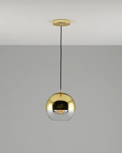 Светильник подвесной Silestia V1692-1P Moderli прозрачный золотой 1 лампа, основание чёрное в стиле современный лофт  фото 2