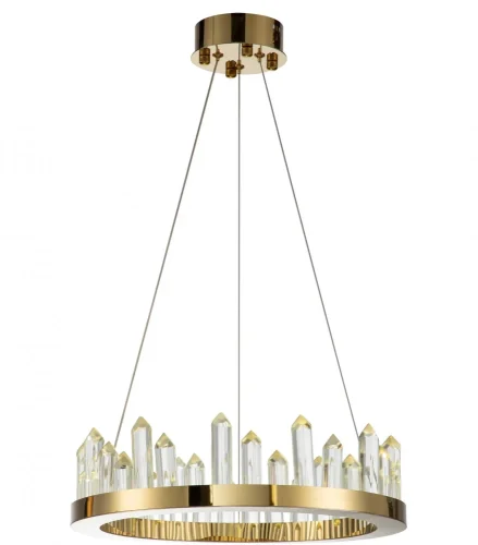 Светильник подвесной LED Ingrid V9050-PL Moderli прозрачный 1 лампа, основание золотое в стиле современный кольца