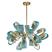Люстра потолочная Fless V000341 Indigo голубая на 18 ламп, основание бронзовое в стиле современный 